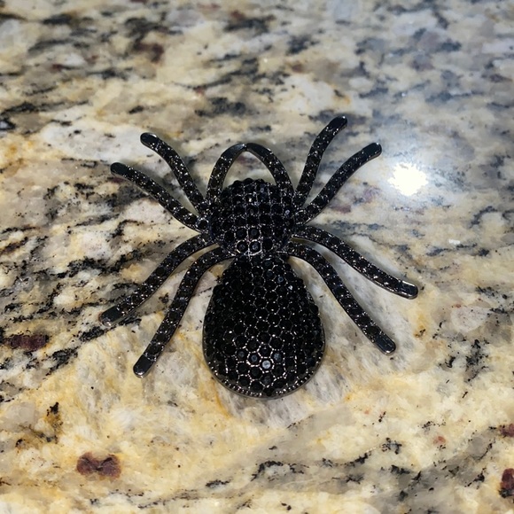 Black Rhinestone Spider Broche - Picture 1 of 3